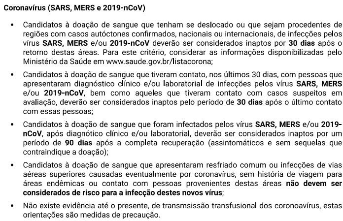 coronavírus muda doação de sangue
