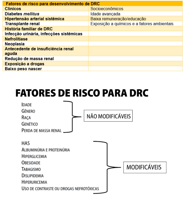 Fatores de risco para o desenvolvimento de doença renal