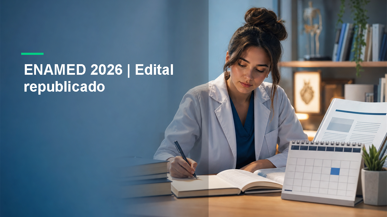 Estudante de Medicina consulta calendário e informações do edital republicado do Enamed 2026